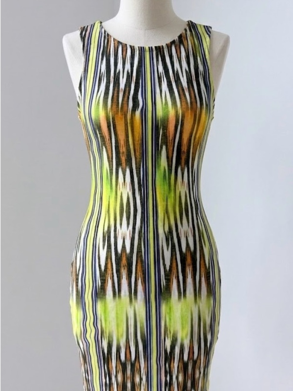 Cia Maritima Luxury Ikat Chevron Bodycon Tank Dress Swim Cover Up